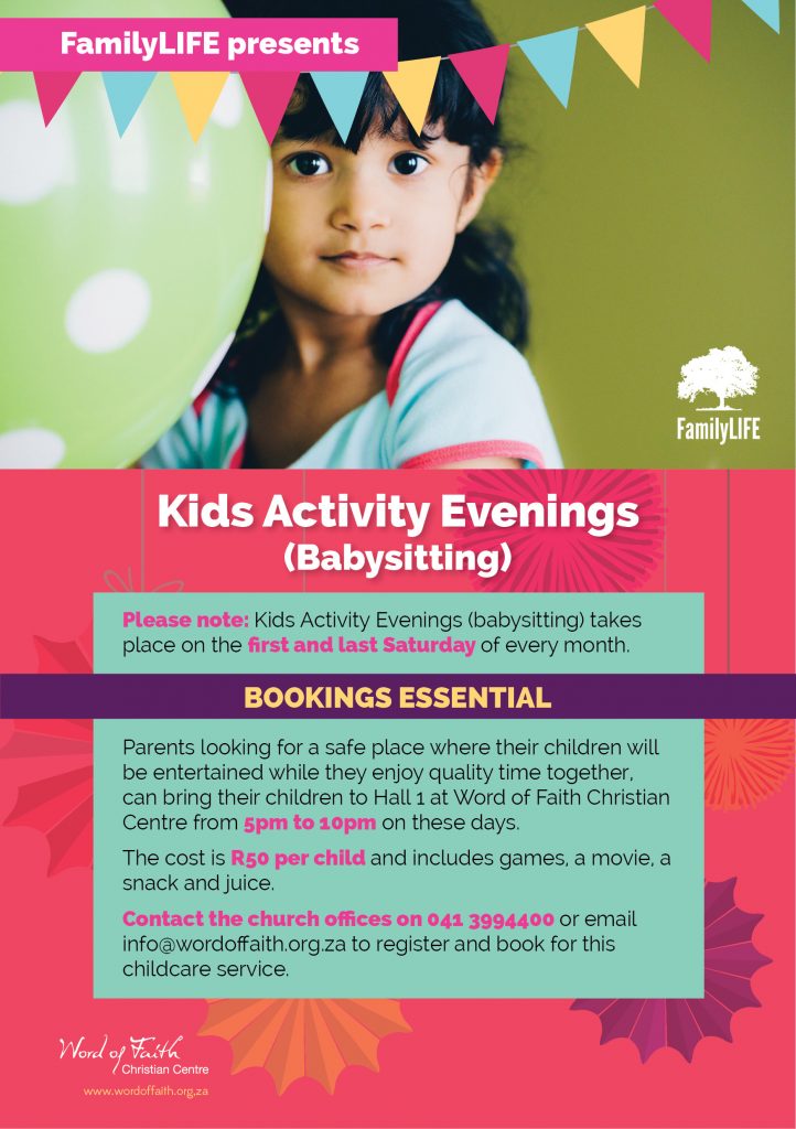 Kids Activity Evening Babysitting Sat 6th May Word Of Faith 